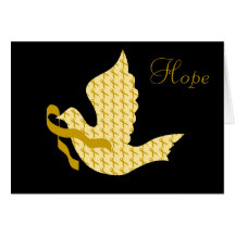 Dove of Hope Gold Ribbon - Childhood Cancer Greeting Cards