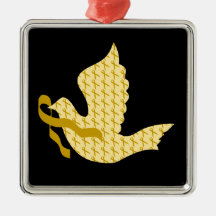 Dove of Hope Gold Ribbon - Childhood Cancer Ornaments
