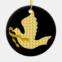 Dove of Hope Gold Ribbon - Childhood Cancer Ornaments