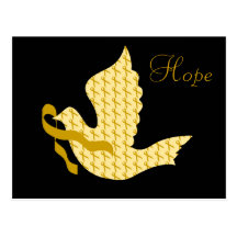 Dove of Hope Gold Ribbon - Childhood Cancer Postcards