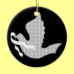 Dove of Hope White Ribbon - Lung Cancer Christmas Tree Ornaments