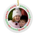 Dove peace on earth red green white custom photo ornament