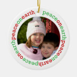 Dove peace on earth red green white custom photo ornament