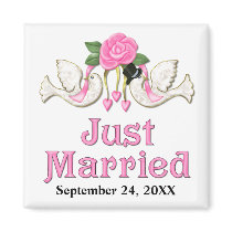 Dove & Rose - Just Married T-shirt magnets