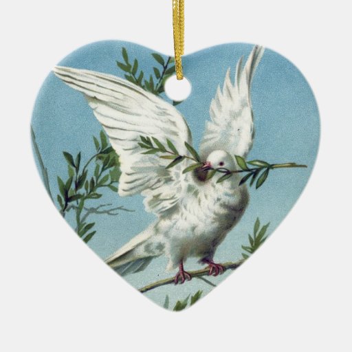 Dove with Olive Branch Heart Ornament Zazzle