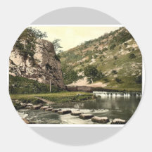 Dovedale, stepping stones, Derbyshire, England cla Stickers