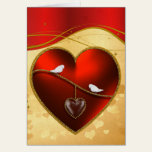 Doves and Ruby Red Heart Greeting Cards