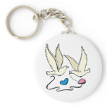 Doves Carry Wedding Hearts Keychain