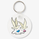 Doves Carry Wedding Hearts keychains