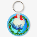 DOVES & HOLLY WREATH by SHARON SHARPE keychains
