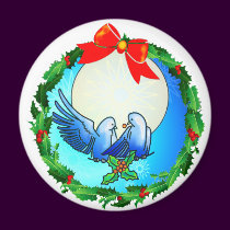 DOVES & HOLLY WREATH by SHARON SHARPE magnets