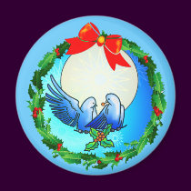 DOVES & HOLLY WREATH by SHARON SHARPE magnets