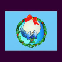 DOVES & HOLLY WREATH by SHARON SHARPE postcards