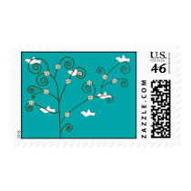 Doves in a tree postage stamp