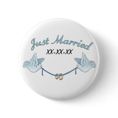 Doves Just Married Pinback Buttons