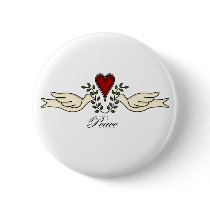 Doves of Peace with Heart Button by CallyN Doves of Peace with Heart Button