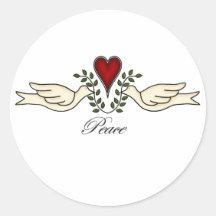 Doves of Peace with Heart Sticker