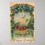 Doves Roses Birthday posters