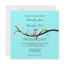 Doves Wedding Invitations ~ blue background