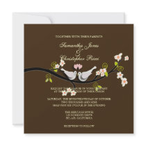 Doves Wedding Invitations ~ chocolate background