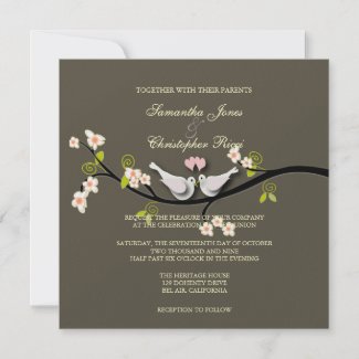 Doves Wedding Invitations ~ mud background invitation