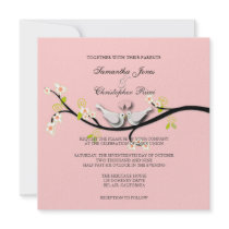 Doves Wedding Invitations ~ pink background by custom_stationery Doves Wedding Invitations ~ pink background