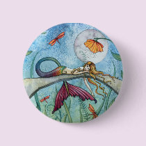 Down by the Pond Mermaid Art buttons