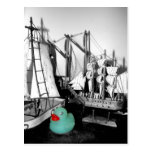 "Down by the Seaside" rubber duck postcard