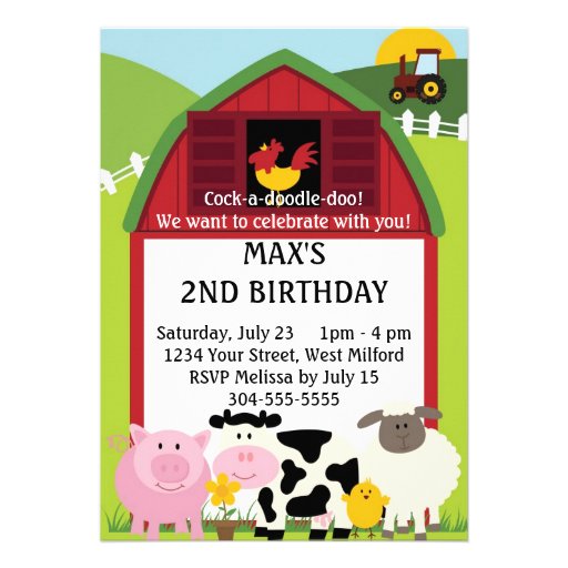 Down on the Farm 2 Birthday Custom Invitation