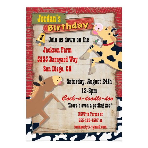 Down on the Farm Birthday Party Invitations