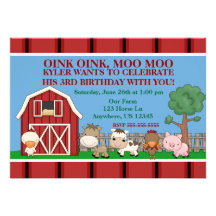 Down on the Farm Kids Birthday Invitation