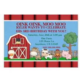 Down on the Farm Kids Birthday Invitation 5