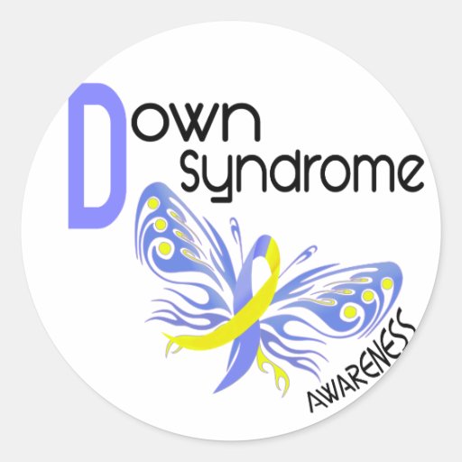 Down Syndrome BUTTERFLY 3.1 Round Stickers