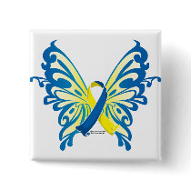 Down Syndrome Butterfly Ribbon buttons