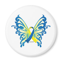 Down Syndrome Butterfly Ribbon magnets by fightcancertees Down Syndrome Butterfly Ribbon magnets