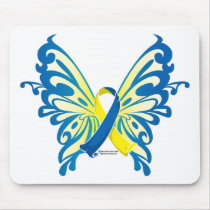 Down Syndrome Butterfly Ribbon Mouse Mats