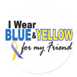 Down Syndrome I Wear Blue & Yellow For My Friend 2 Round Stickers