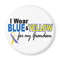 Down Syndrome I Wear Blue & Yellow For My Grandson Fridge Magnet