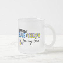 Down Syndrome I Wear Blue & Yellow For My Son 2 Mugs