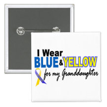 Down Syndrome I Wear Blue & Yellow Granddaughter 2 Button
