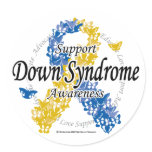Down Syndrome Ribbon of Butterflies 2 Round Stickers