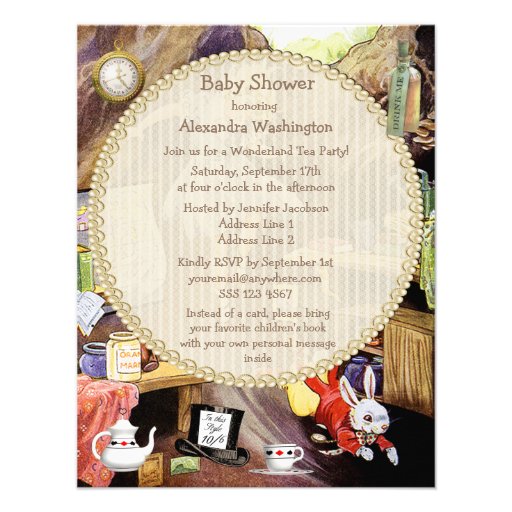 Down the Rabbit Hole Bring A Book Baby Shower Custom Invitation