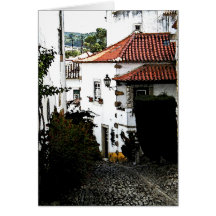 Down the Street in Obidos Portugal Greeting Card