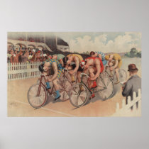 Down to the line - Vintage Cycling Sports Fan Poster