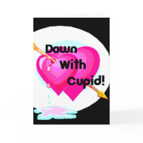down with cupid valentine pink hearts on black card