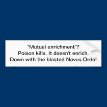 Down with the blasted Novus Ordo! bumper stickers