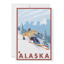 Downhhill Snow Skier - Alaska Personalized Invites