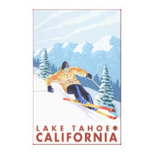 Downhhill Snow Skier - Lake Tahoe, California Gallery Wrapped Canvas