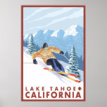 Downhhill Snow Skier - Lake Tahoe, California Posters at Zazzle