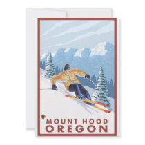 Downhhill Snow Skier - Mount Hood, Oregon Personalized Invitations